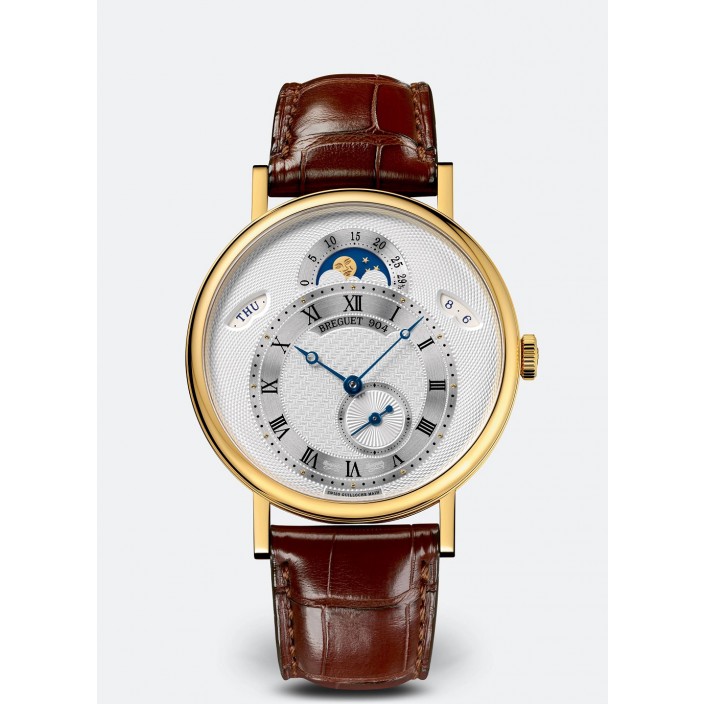 Yellow gold watch White dial date moon phases Classique Breguet