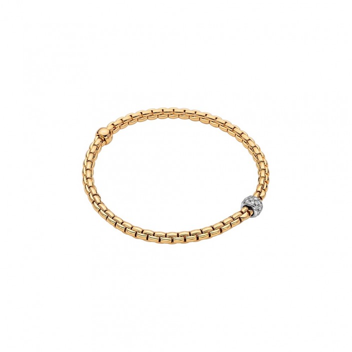 Flexible bracelet yellow gold with pavé diamonds Fope