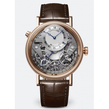 Rose gold & leather watch Quantieme Retrograde Tradition Breguet