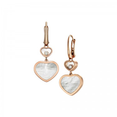 Pink Gold Earrings & Diamond Mother-of-Pearl Happy Hearts Chopard 