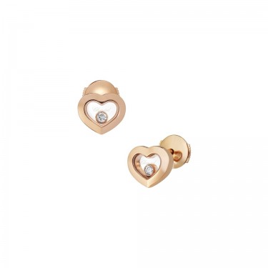 Pink Gold Earrings & Diamonds Happy Diamonds Chopard