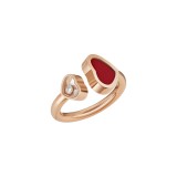 Bague or rose diamant & pierre rouge Happy Hearts Chopard
