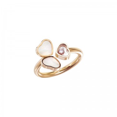 Pink gold ring & Diamond mother-of-pearl Happy Hearts Chopard 