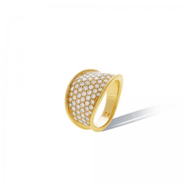 18 kt yellow gold ring & pave diamonds Lunaria Marco Bicego diamonds