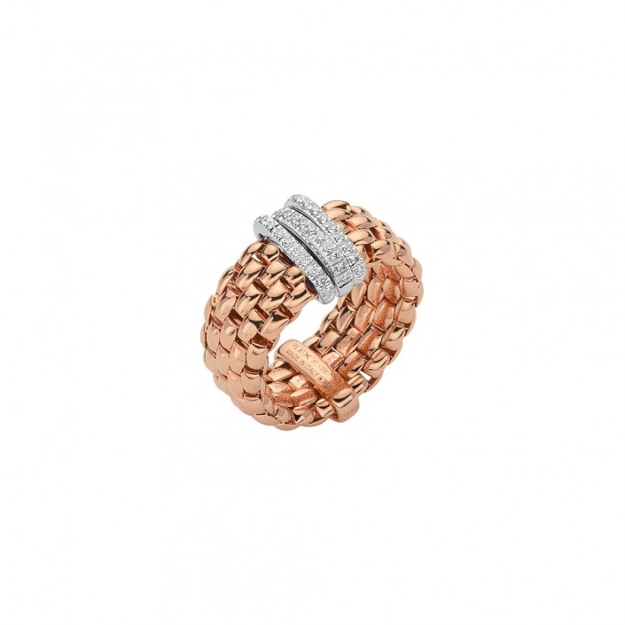 Flexible ring with pavé diamonds Fope