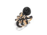 18K WHITE GOLD OCTOPUS RING & COLORED SAPPHIRES-ANIMALIER DIAMONDS 