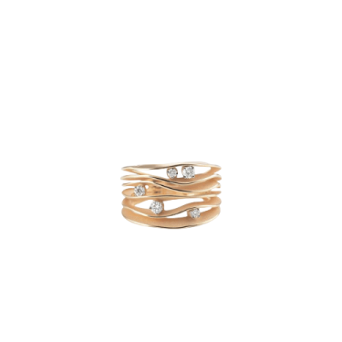 Anell Prestige de cinc bandes d'or rosa amb diamants