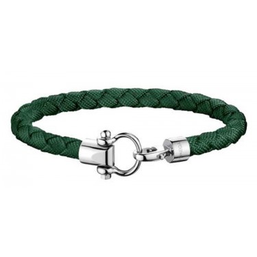Green nylon bracelet with steel clasp Omega