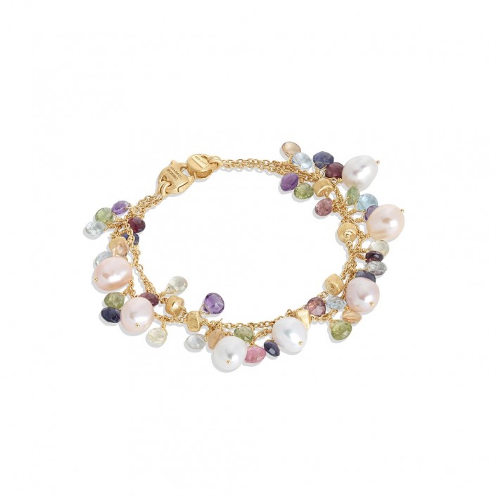 18 KT YELLOW GOLD BRACELET & NATURAL STONES PARADISE PEARL MARCO BICEGO ...