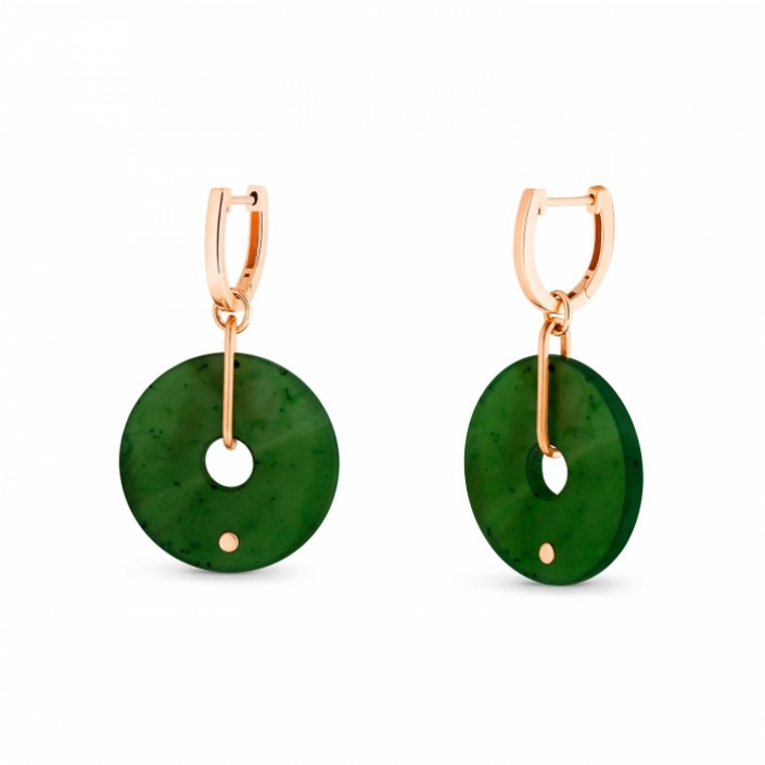 Grandes boucles d'oreilles DONUT CIRCLE or rose 18 carats et Jade GinetteNY