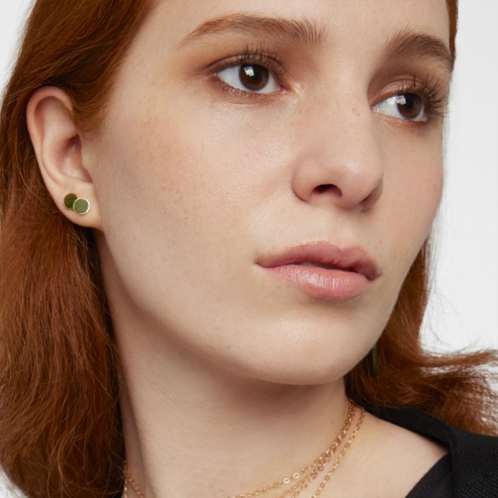 EVER earrings 18k rose gold and Jade by GinetteNY