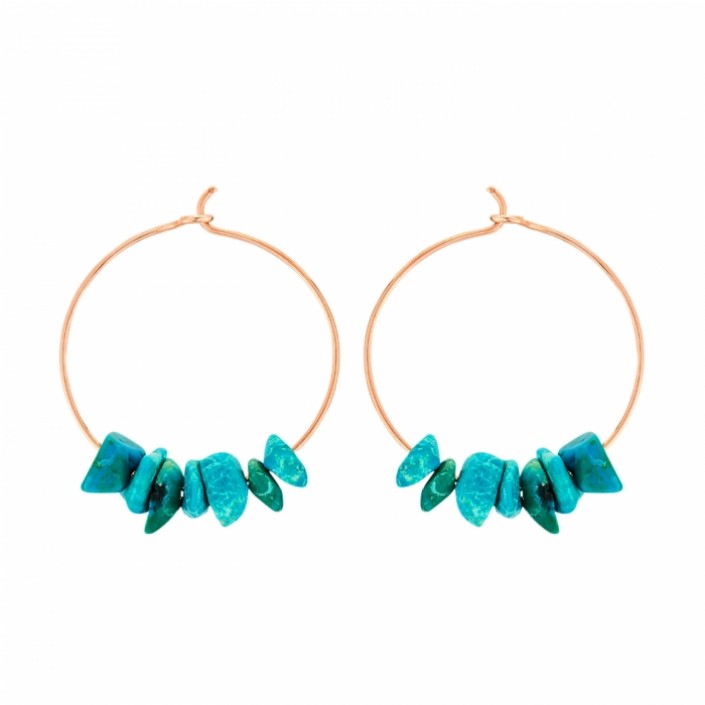 JALA HOOPS grandes boucles d'oreilles or rose 18 carats et Chrysocolus GinetteNY