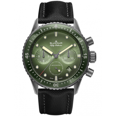 Montre céramique noire & cadran vert chronographe flyback Fifty Fathoms Blancpain