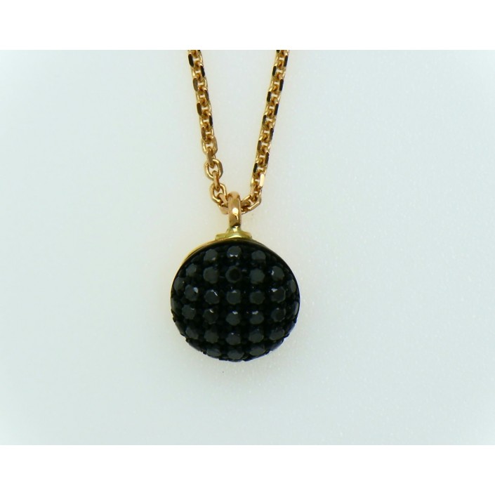 PINK GOLD WITH BLACK DIAMONDS PENDANT SUISSA JOIERS