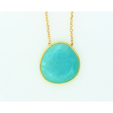 GOLD PENDANT WITH AMAZONITE SUISSA JOIERS