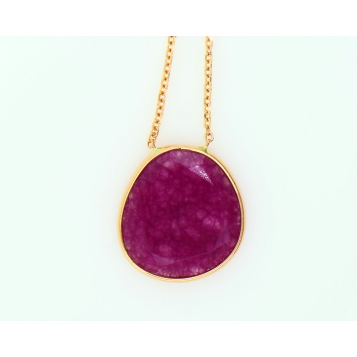 ROSE GOLD PENDANT WITH FUCHIA JADE SUISSA JOIERS