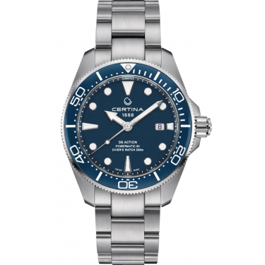 STEEL WATCH & BLUE DIAL 43MM DS ACTION DIVER POWERMATIC 80 NIVACHRON CERTINA