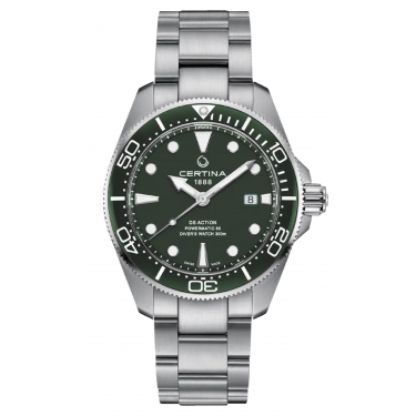 STEEL WATCH & GREEN DIAL 43MM DS ACTION DIVER POWERMATIC 80 NIVACHRON CERTINA