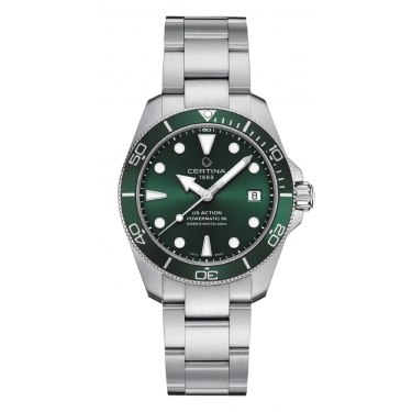 STEEL WATCH GREEN DIAL 38 MM DS ACTION DIVER CERTINA C0328SG