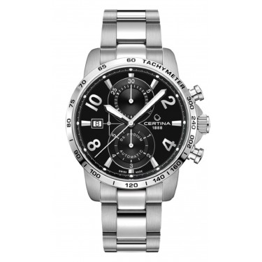 STEEL WATCH & BLACK DIAL AUTOMATIC CHRONOGRAPH DS PODIUM CERTINA 03442BS 