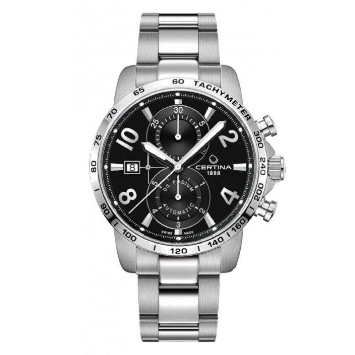 STEEL WATCH & BLACK DIAL AUTOMATIC CHRONOGRAPH DS PODIUM CERTINA 03442BS