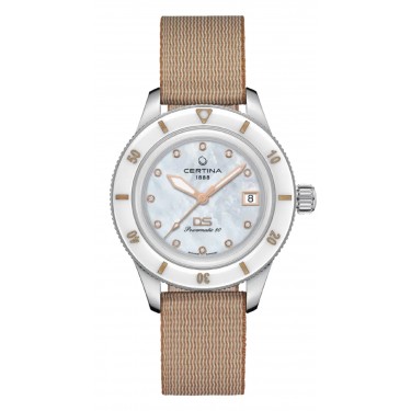 STEEL WATCH & NATURAL WHITE MOTHER OF PEARL-DIAMONDS DS PH200M CERTINA