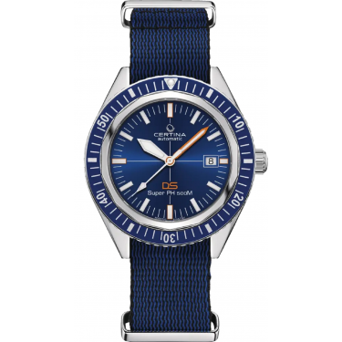 Steel watch & blue dial textile tide ocean material DS Super ph500m Certina