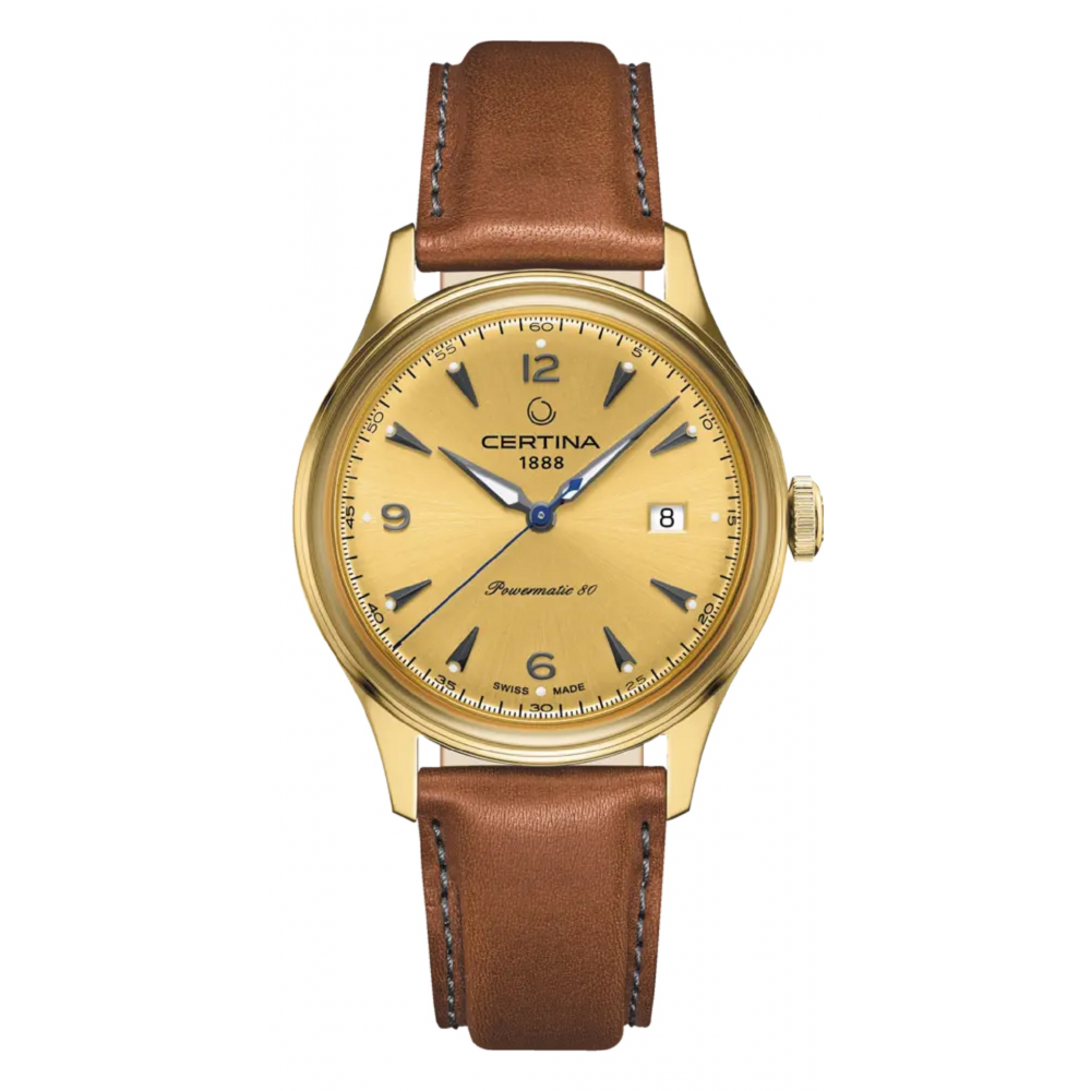 STEEL WATCH PVD YELLOW GOLD-LEATHER 41 MM DS POWERMATIC 80