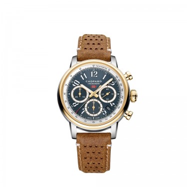 Montre en acier avec cadran en or 18 ct Grigio-Blu et cuir chronographe Mille Miglia Classic Chopard