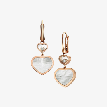 Pendientes Oro rosa & Diamante Nácar Happy Hearts Chopard