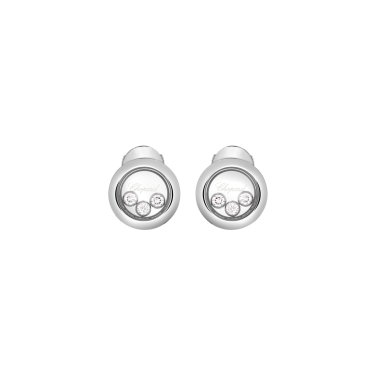 Happy Diamonds Icons — boucles d'oreilles en or blanc éthique 18 ct avec diamants mobiles