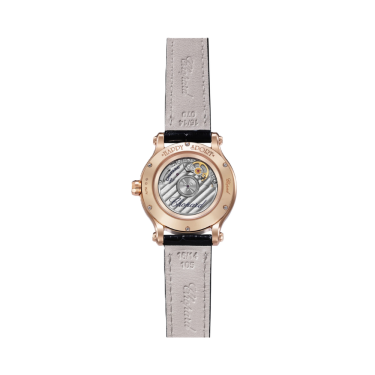 Chopard Happy Sport 33mm rose gold diamond watch with blue strap