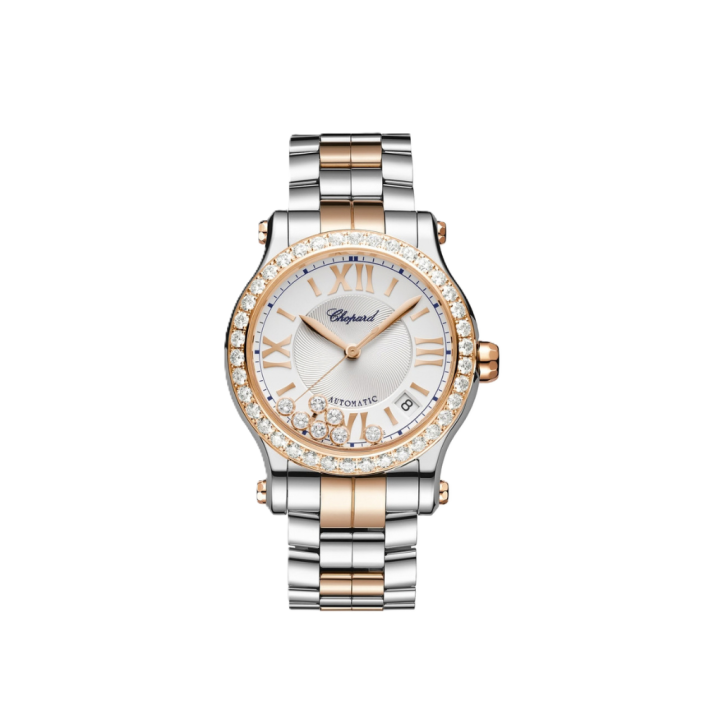 Chopard Happy Sport 36mm two-tone watch with seven moving diamonds