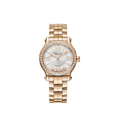 Chopard Happy Sport 33mm rose gold diamond bracelet watch