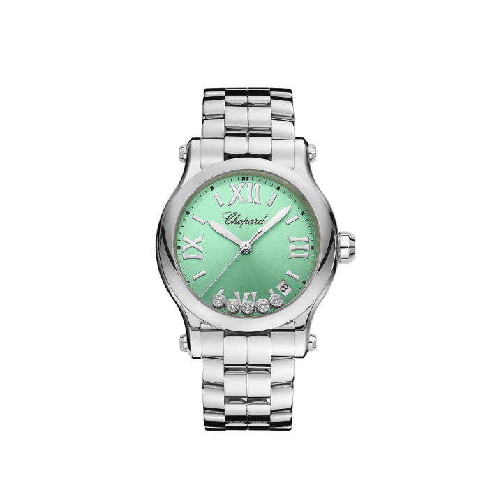 Reloj Happy Sport 36mm de cuarzo en acero Lucent  Steel™ con diamantes de Chopard