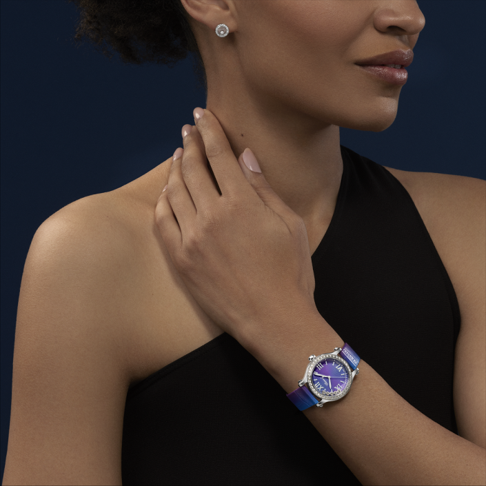 Chopard Happy Sport 33mm Automatic Watch | Purple Night Dial with Diamonds