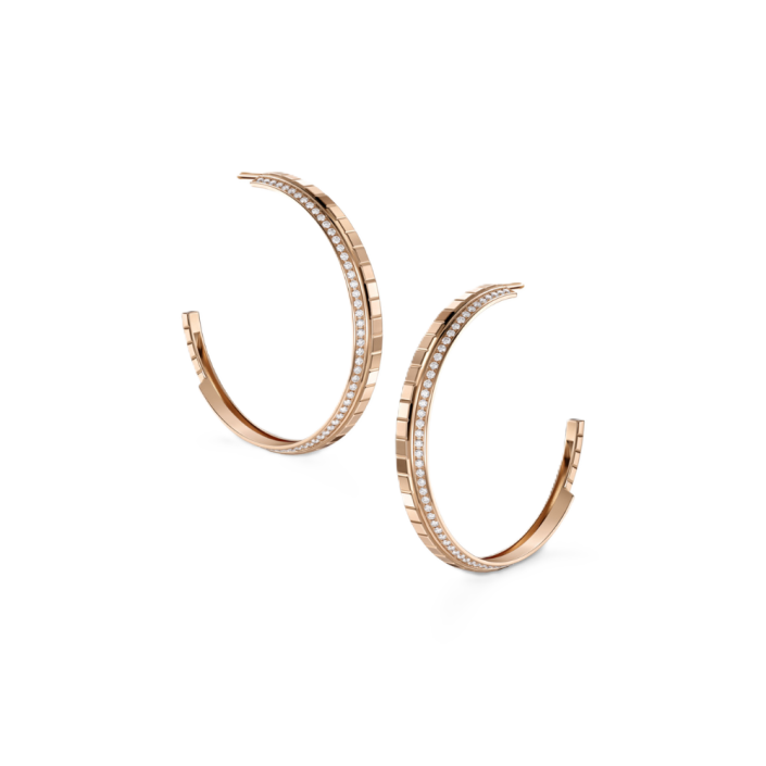 Boucles d'oreilles Chopard Ice Cube en or rose avec 118 diamants