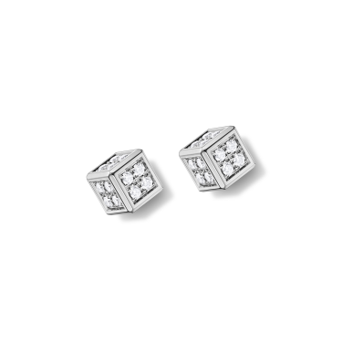 Boucles d'Oreilles Chopard Ice Cube Be Cube — Or Blanc Éthique 18k avec Diamants