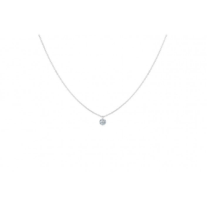 Collar Oro blanco 18 QT & Diamante Solitario 360º La Brune & La Blonde
