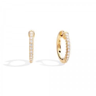 18 kt yellow gold hoop earrings with brilliant-cut diamonds Recarlo 