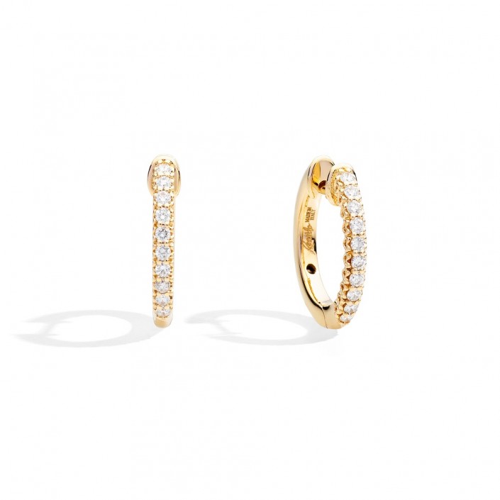 18 kt yellow gold hoop earrings with brilliant-cut diamonds Anniversary Recarlo