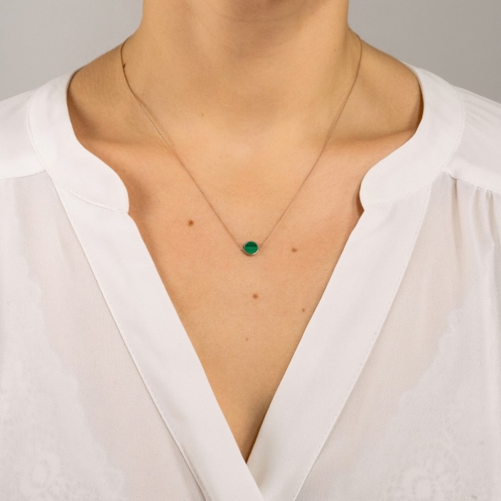 Collier mini EVER or rose 18 carats malachite GinetteNY