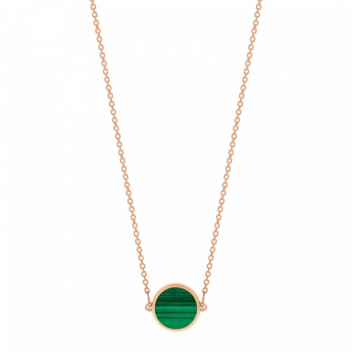 Collier mini EVER or rose 18 carats malachite GinetteNY