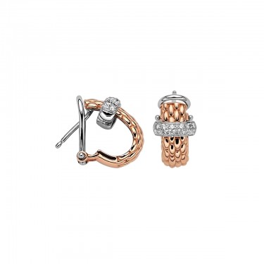 Earrings in Rose Gold and Diamonds with Omega Clasp Fope 