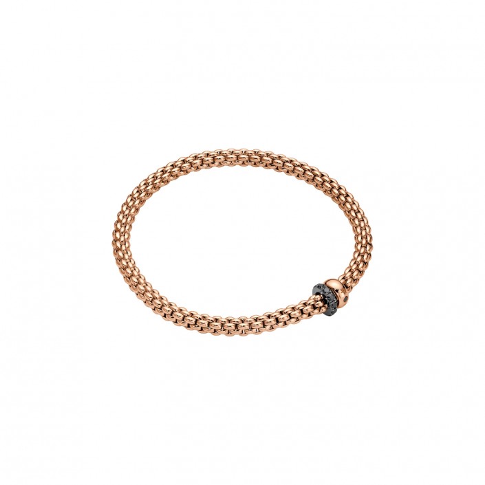 Pulsera en oro rosa de 18K con diamantes negros Fope