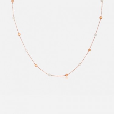 18 kt rose gold necklace & cultured pearls Sunrise Gold & Roses 