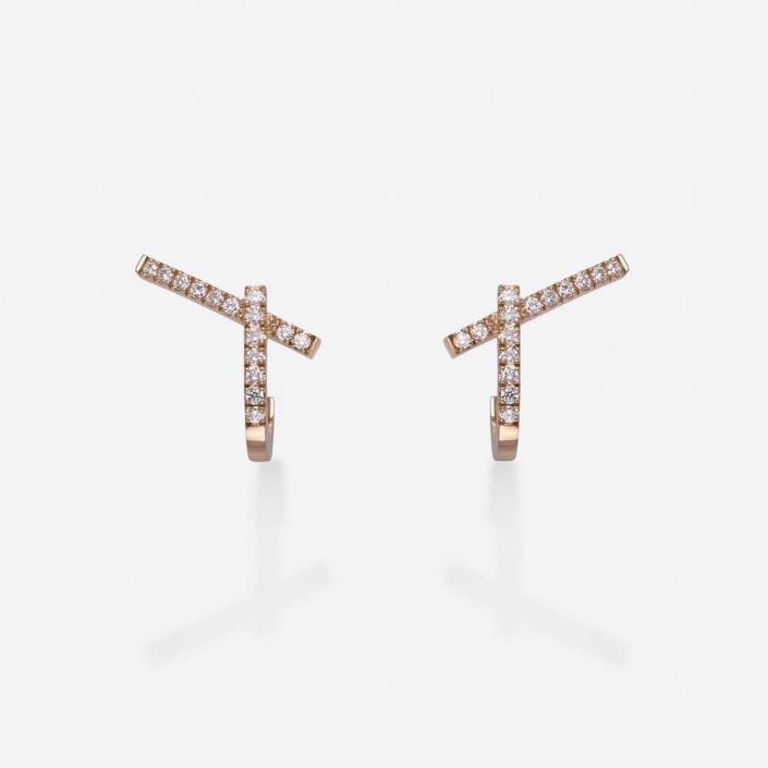18 kt Rose Gold Earrings & Diamonds Loulou a Marrakech Gold & Roses