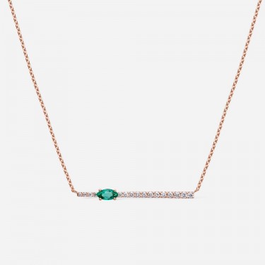 Collar Oro Rosa 18 qt & Diamantes-Esmeralda Jardín de Aire Gold & Roses