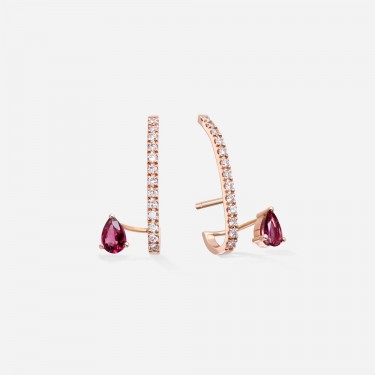 Rose Gold & Diamond Earrings with Ruby D I Am red Gold & Roses