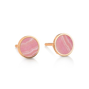 EVER rose gold studs and rhodochrosite GinetteNY